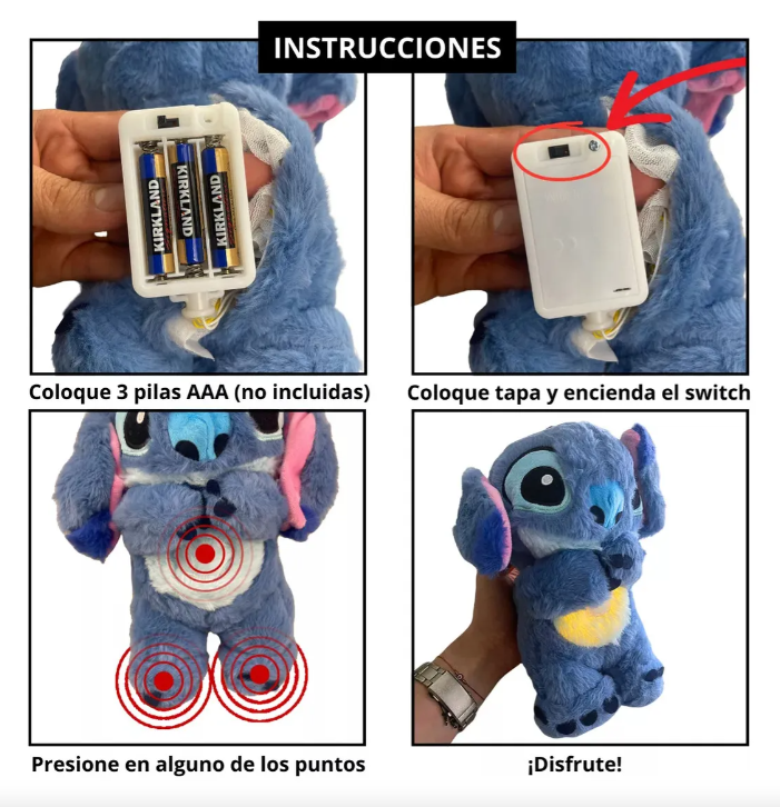 Peluche Stitch con movimientos y respiración